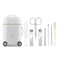 White Mini Suitcase Manicure Set - 8-Piece Portable Grooming & Nail Care Travel Kit