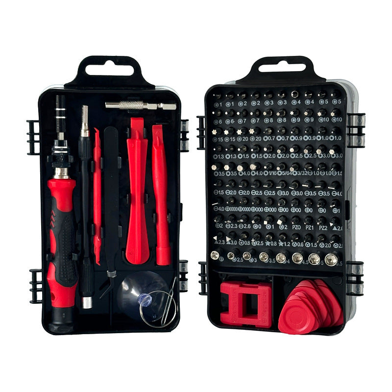 Red and Black Professional 115-in-1 Precision Screwdriver Set - Magnetic Repair Tool Kit for PC, Laptop, Phone & Electronics