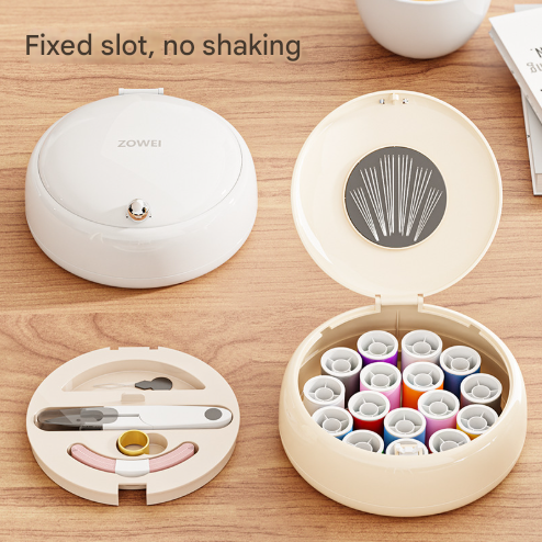 White Modern Compact Sewing Kit Organizer - All-in-One with Magnetic Needle Case