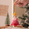 2 Pcs Style A Yellow and Pink Handmade Crochet Christmas Tree Ornament - Festive Hanging Decoration with Jingle Bell