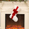 2 Pcs White Stitching Red Bow Luxurious Velvet Christmas Stocking with Elegant Bow - Large 45cm Holiday Mantel Decoration