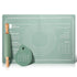 Green 3-Piece Silicone Baking Set - Non-Stick Pastry Mat with Measurements, Rolling Pin & Dough Scraper