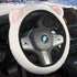White Plush Cat Ear Steering Wheel Cover - Cute & Fuzzy Winter Grip, Universal 38cm Fit