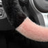 White Plush Cat Ear Steering Wheel Cover - Cute & Fuzzy Winter Grip, Universal 38cm Fit