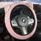 Pink Plush Cat Ear Steering Wheel Cover - Cute & Fuzzy Winter Grip, Universal 38cm Fit