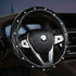 Black Luxury Bling Steering Wheel Cover - Black Quilted Leather with Crystal Rhinestones, Universal 38cm Fit