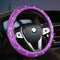 Purple Luxury Bling Steering Wheel Cover - Black Quilted Leather with Crystal Rhinestones, Universal 38cm Fit