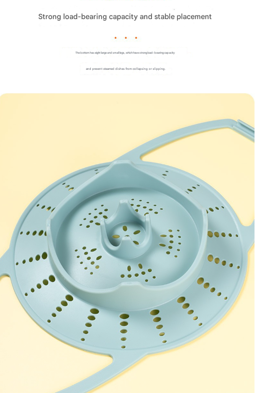 Large Blue Flexible Silicone Steamer Basket with Heat-Resistant Handles - Food-Grade Vegetable Steamer Insert for Pots & Pans