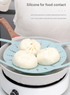 Small Pink Flexible Silicone Steamer Basket with Heat-Resistant Handles - Food-Grade Vegetable Steamer Insert for Pots & Pans