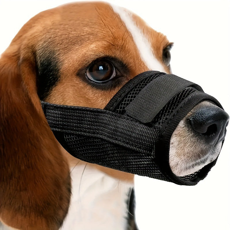 3 Pcs Size M Black Breathable Mesh Dog Muzzle - Soft & Comfortable Guard to Prevent Biting, Allows Panting and Drinking