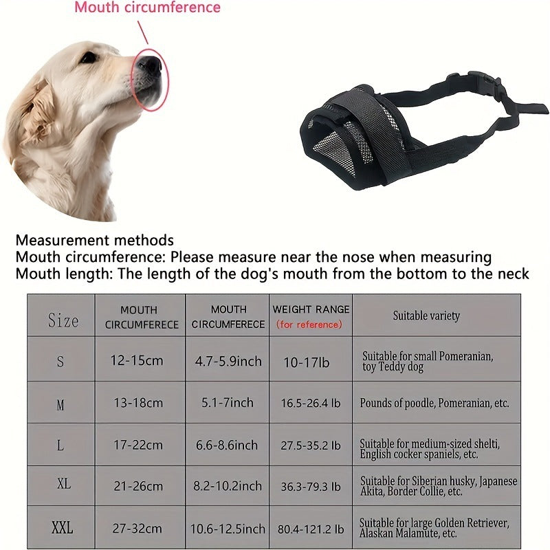 3 Pcs Size M Black Breathable Mesh Dog Muzzle - Soft & Comfortable Guard to Prevent Biting, Allows Panting and Drinking