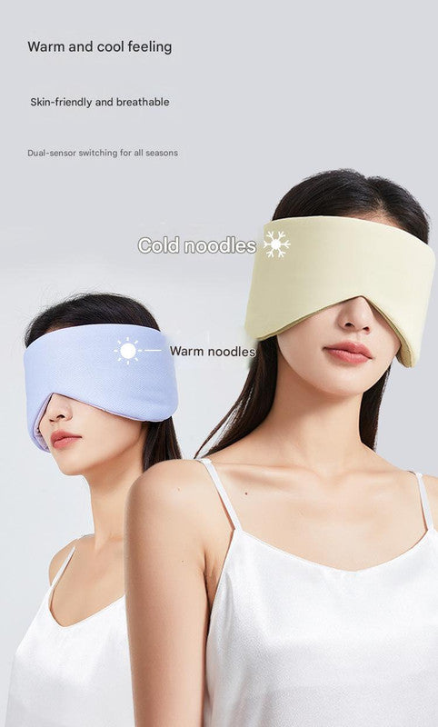 Grey Reversible All-Season Sleep Mask - Cooling & Warming with Sound Muffling Ear Covers Function