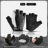 Size XL Black Padded Half-Finger Cycling Gloves - Breathable Shock-Absorbing Workout Gloves for Gym & Fitness