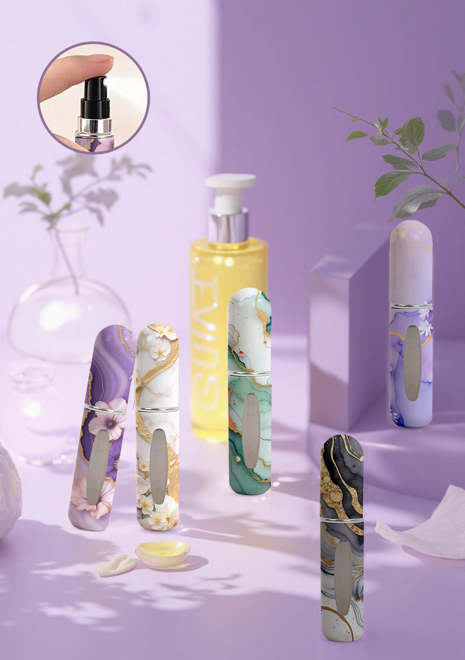 Light Pink Chic Marble Travel Perfume Atomizer Set (3-Pack) - 5ml Leakproof Bottom-Fill Spray Bottles