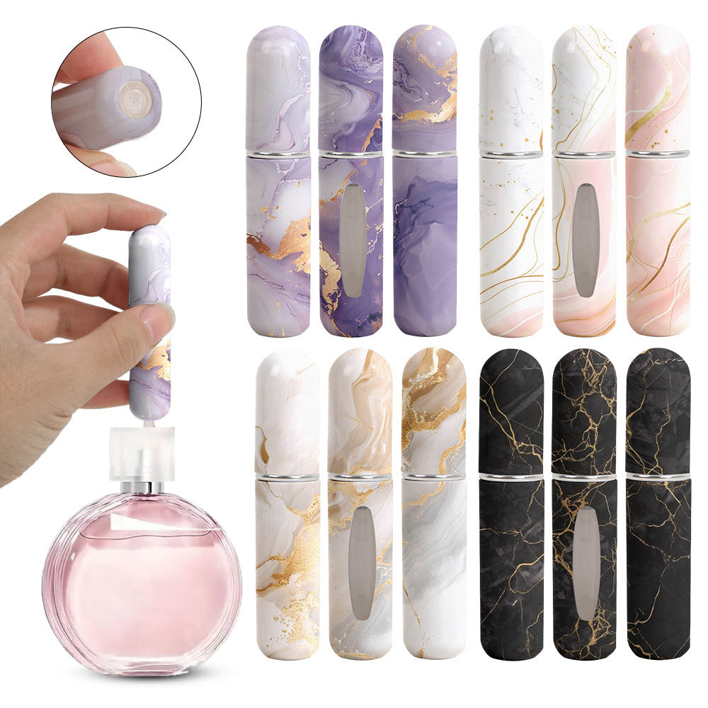 Purple Chic Marble Travel Perfume Atomizer Set (3-Pack) - 5ml Leakproof Bottom-Fill Spray Bottles
