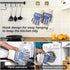 Blue and White Extreme Heat Resistant BBQ Gloves - Cut-Resistant Oven Mitts with Non-Slip Silicone Grip