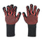 Red Flame Pattern Extreme Heat Resistant BBQ Gloves - 500°C Flame Design Oven Gloves with Non-Slip Silicone Grip