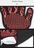 Red Flame Pattern Extreme Heat Resistant BBQ Gloves - 500°C Flame Design Oven Gloves with Non-Slip Silicone Grip