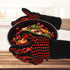 Red Flame Pattern Extreme Heat Resistant BBQ Gloves - 500°C Flame Design Oven Gloves with Non-Slip Silicone Grip