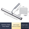 Silver Premium Stainless Steel Shower Squeegee with Adhesive Hook Holder - Streak-Free Blade for Glass Doors, Windows & Mirrors
