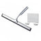 Silver Premium Stainless Steel Shower Squeegee with Adhesive Hook Holder - Streak-Free Blade for Glass Doors, Windows & Mirrors