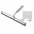 Silver Premium Stainless Steel Shower Squeegee with Adhesive Hook Holder - Streak-Free Blade for Glass Doors, Windows & Mirrors