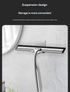 Silver Premium Stainless Steel Shower Squeegee with Adhesive Hook Holder - Streak-Free Blade for Glass Doors, Windows & Mirrors