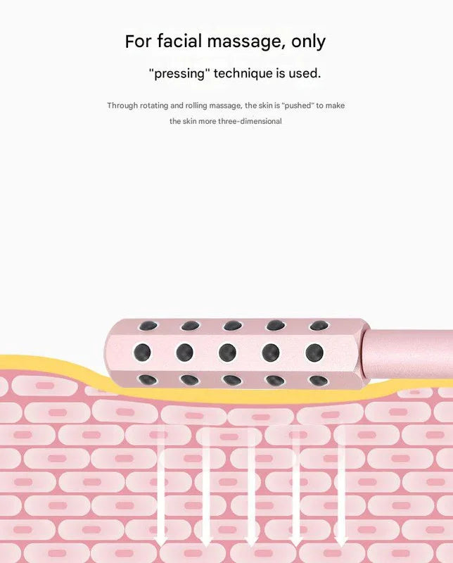 Light Pink Germanium Stone Facial Roller - Uplifting & Sculpting Beauty Massager for Face and Body