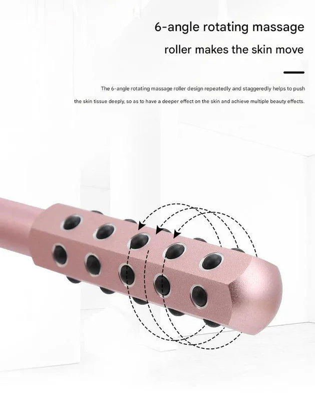 Black Germanium Stone Facial Roller - Uplifting & Sculpting Beauty Massager for Face and Body