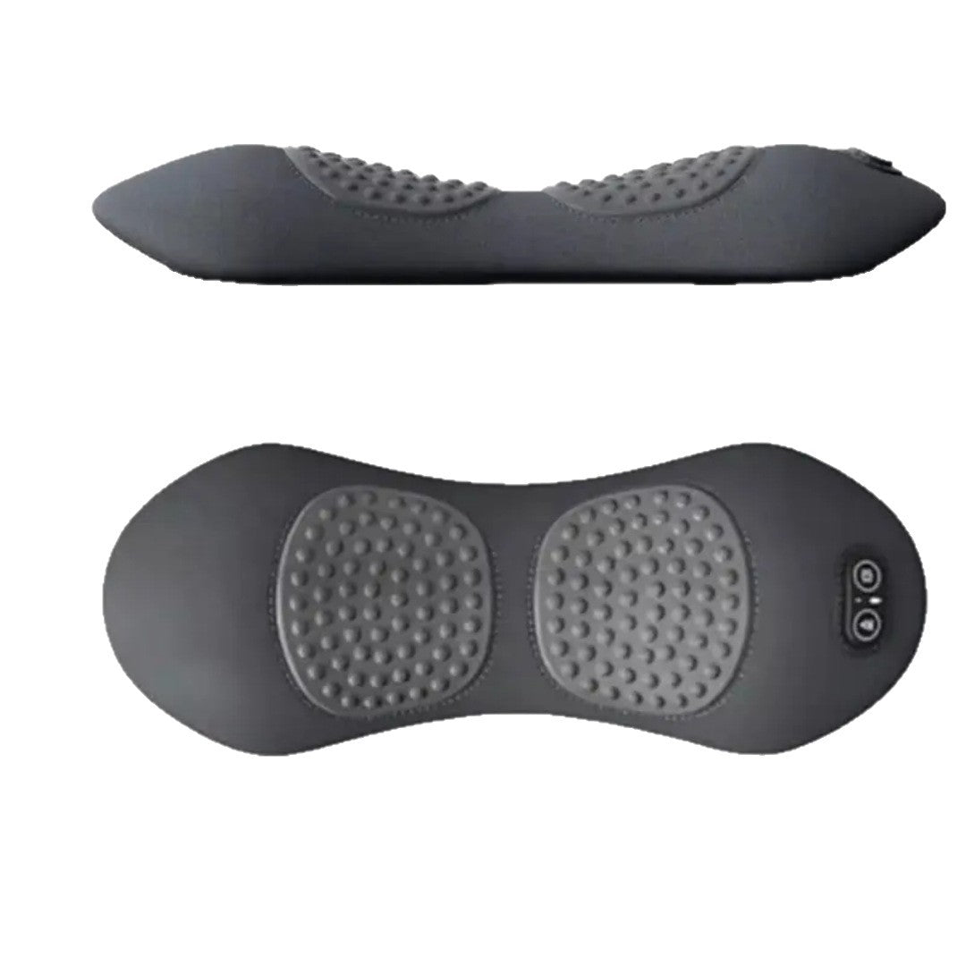 Dark Grey 3-in-1 Heated Back Stretcher with Vibration Massage & Traction Lift — Memory Foam Lumbar Support Cushion for Home Therapy and Pain Relief