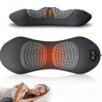 Dark Grey 3-in-1 Heated Back Stretcher with Vibration Massage & Traction Lift — Memory Foam Lumbar Support Cushion for Home Therapy and Pain Relief
