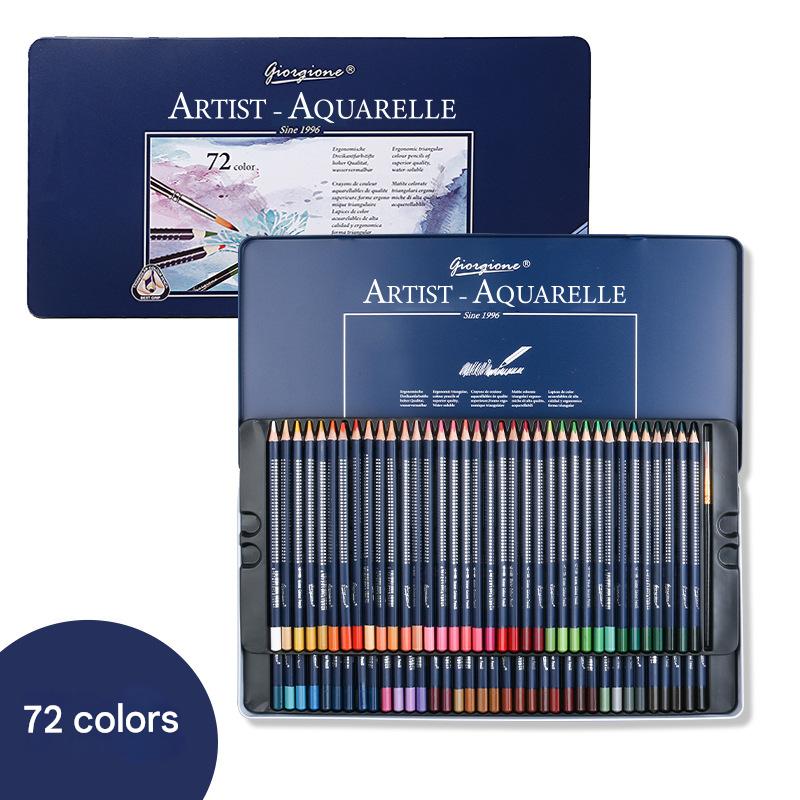 Giorgione Artist Watercolour Pencils 72-Color Set - Premium Water Soluble Colored Pencils for Art & Drawing with Tin Case