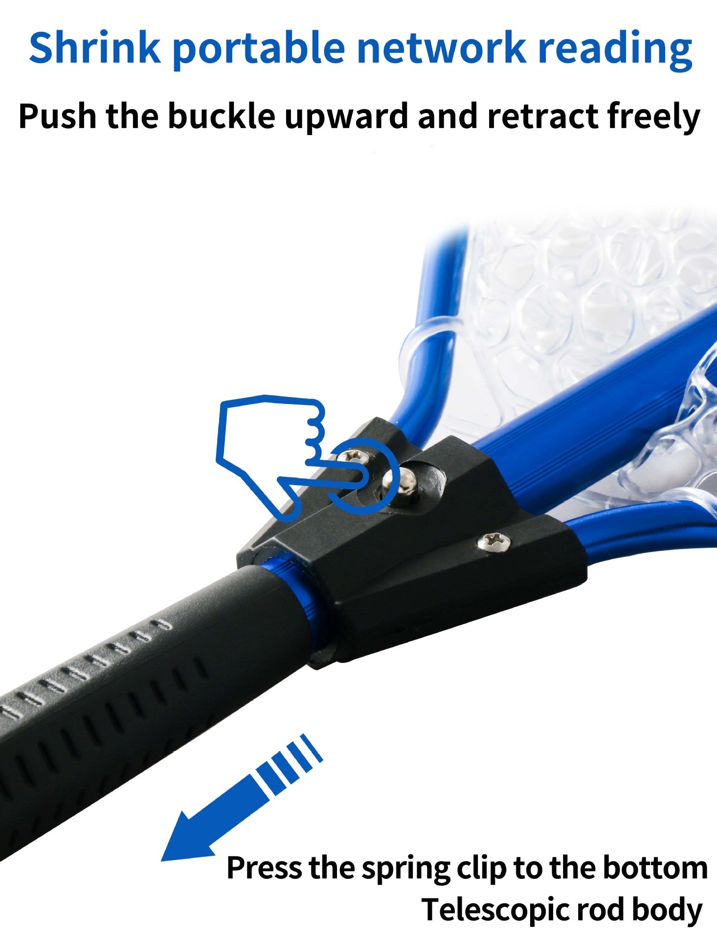 Black High Strength Large Landing Net - Fishing Net with Long Foldable Handle and Soft Rubber Netting, Dip Net for Fishing, Ideal for Boat, Pier, River Angling