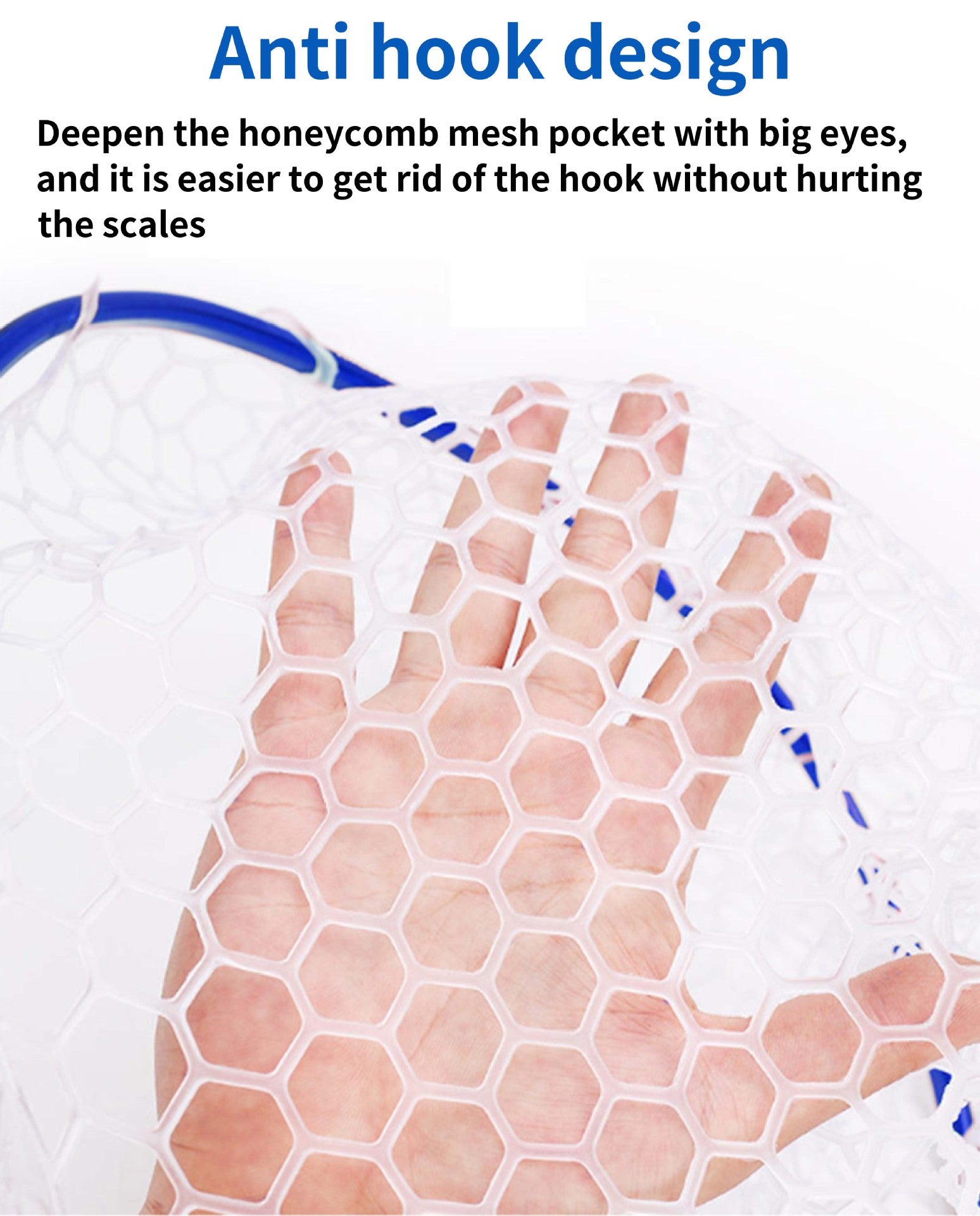 Red High Strength Large Landing Net - Fishing Net with Long Foldable Handle and Soft Rubber Netting, Dip Net for Fishing, Ideal for Boat, Pier, River Angling