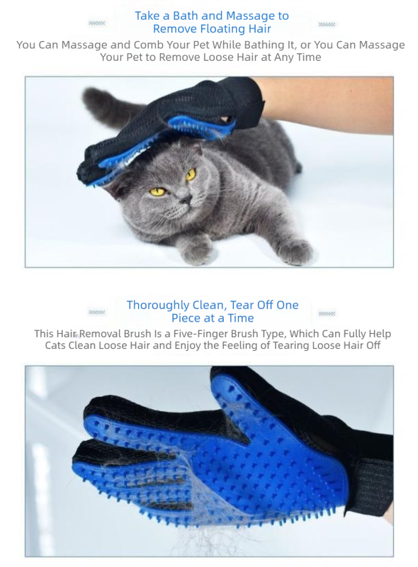 3 Pairs Blue Pet Grooming Gloves for Dogs & Cats - Deshedding, Bathing & Massage Brush