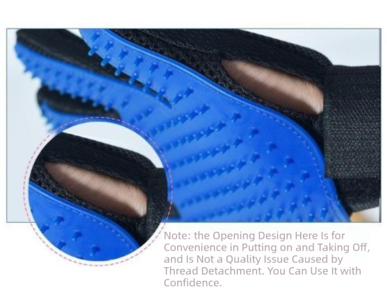 5 Pairs Blue Pet Grooming Gloves for Dogs & Cats - Deshedding, Bathing & Massage Brush