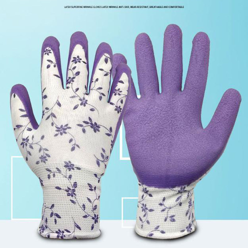 Purple Garden Gloves - 5 Pairs Anti-Puncture, Waterproof, Wear-Resistant Gardening Work Gloves for Planting, Weeding, Rose Pruning