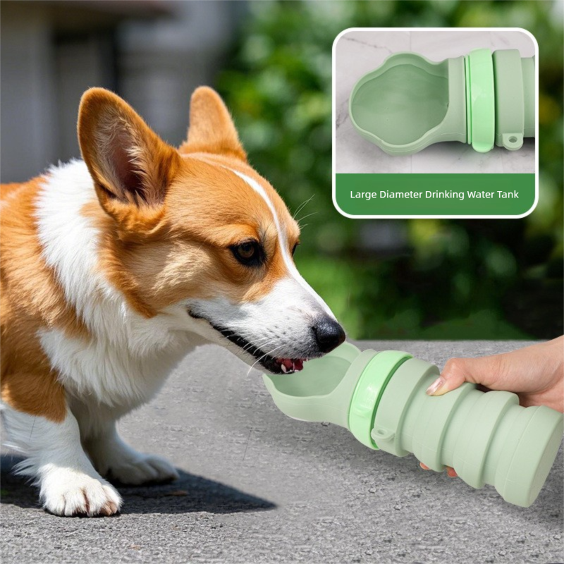 Pink Portable Collapsible Pet Water Bottle for Dogs Outdoor Travel Drinking Dispenser Silicone Pet Water Cup