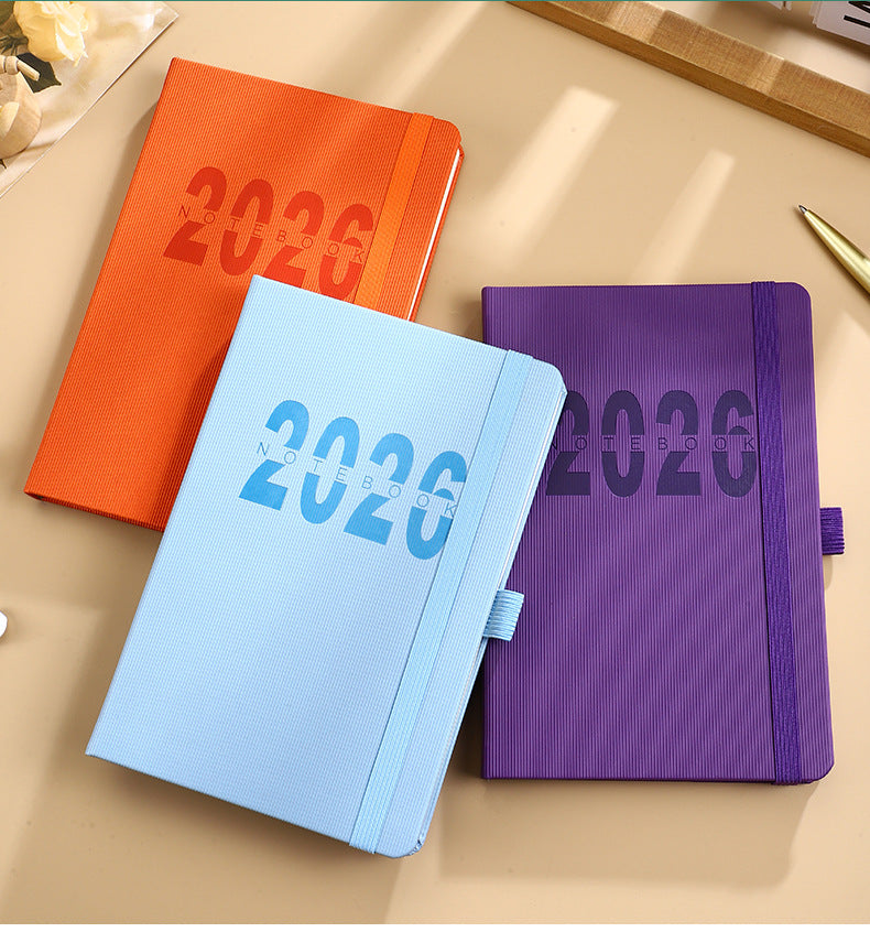 Purple 2026 A5 English Daily Planner Notebook 365-Day Schedule Book for Monthly & Annual Planning