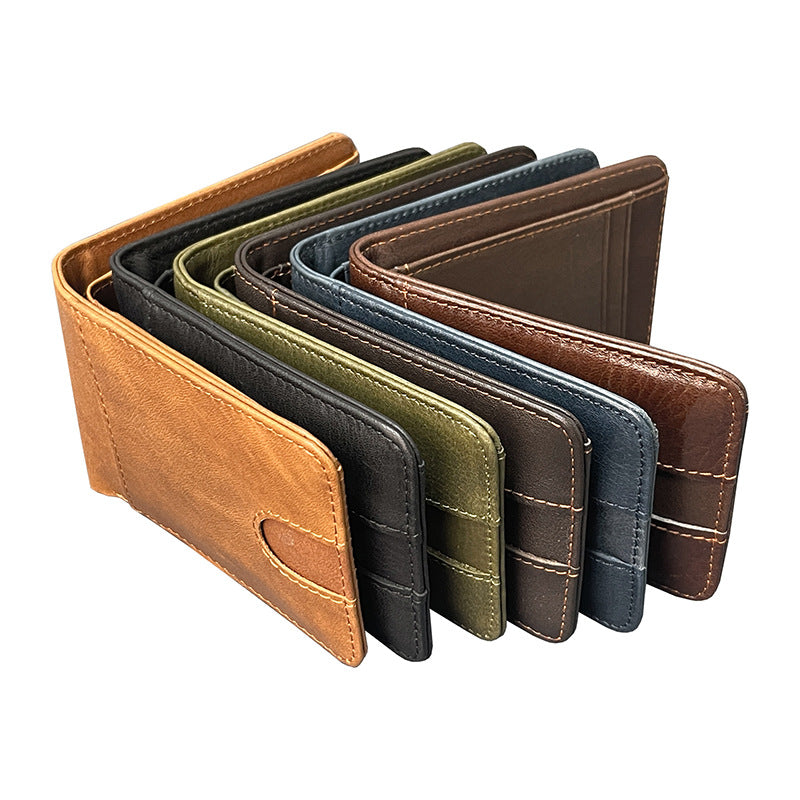 Brown Men's Genuine Leather Wallet Vintage Casual Short Bi-fold Cowhide Money Clip Card Holder