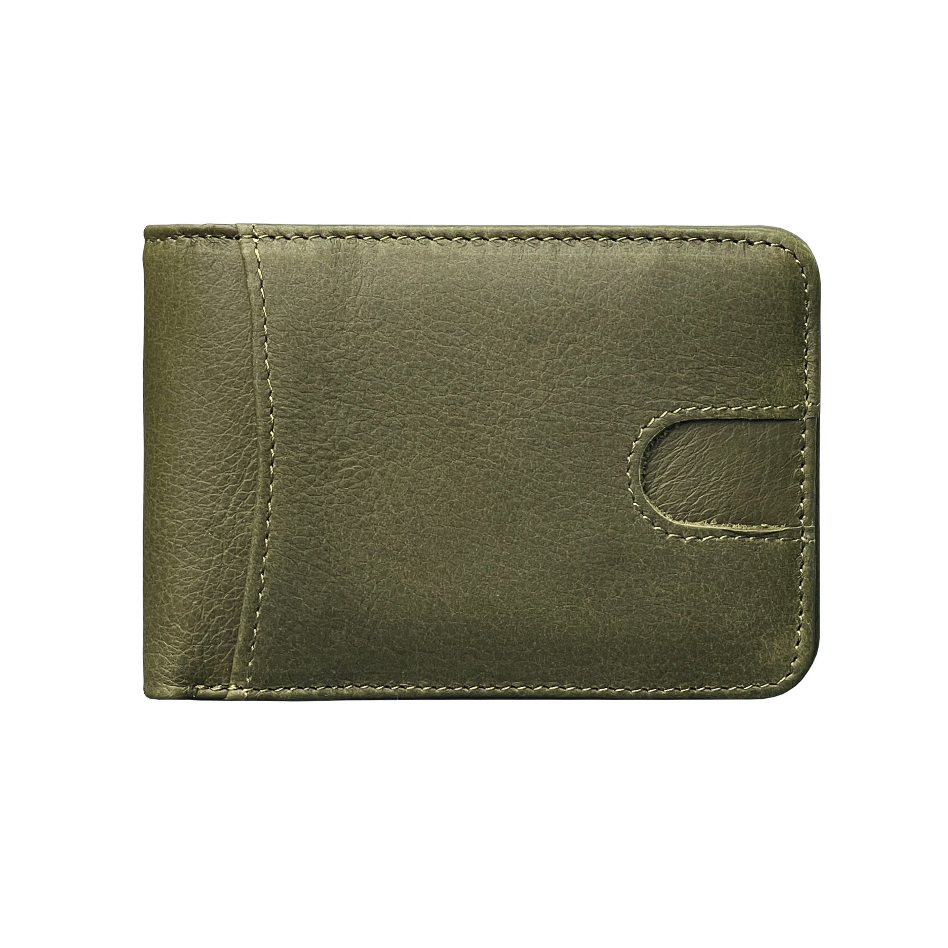 Green Men's Genuine Leather Wallet Vintage Casual Short Bi-fold Cowhide Money Clip Card Holder