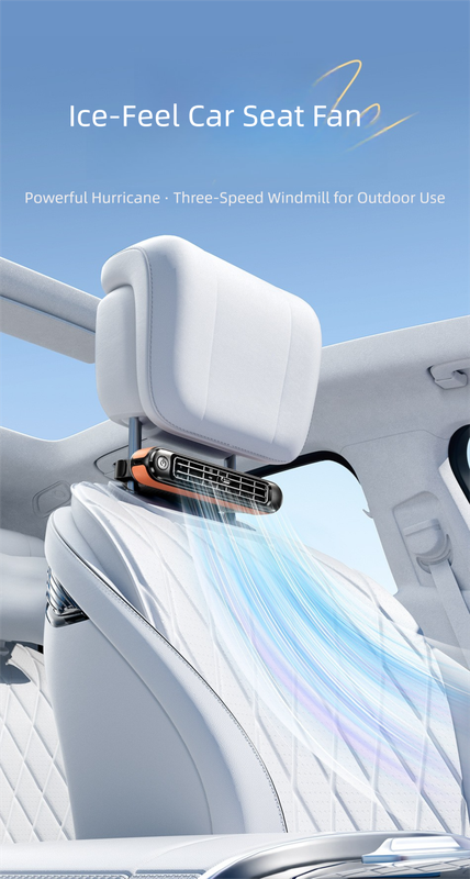 Black Car Seat Back Headrest Fan USB Powered Dual Turbine Bladeless Cooling Fan with 3 Speeds