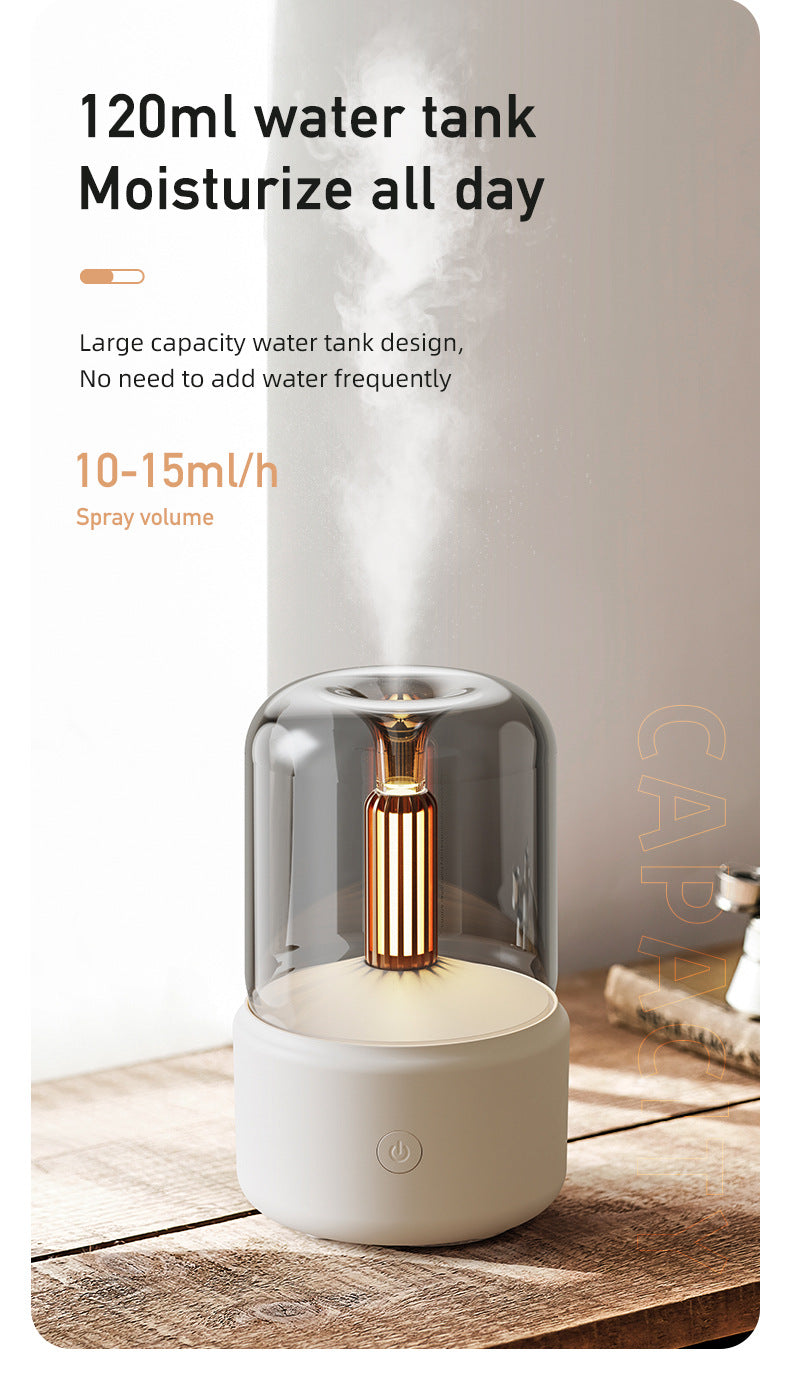 White Creative Candleligh Aromatherapy Diffuser USB Desktop Ambient Candle Lamp Humidifier
