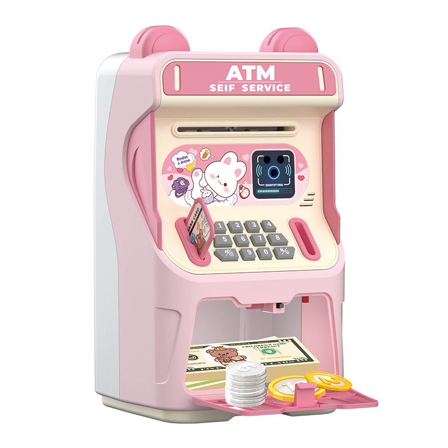 Pink Kids Electronic ATM Piggy Bank - Password Safe Box with Auto Scroll & Music - Educational Saving Toy