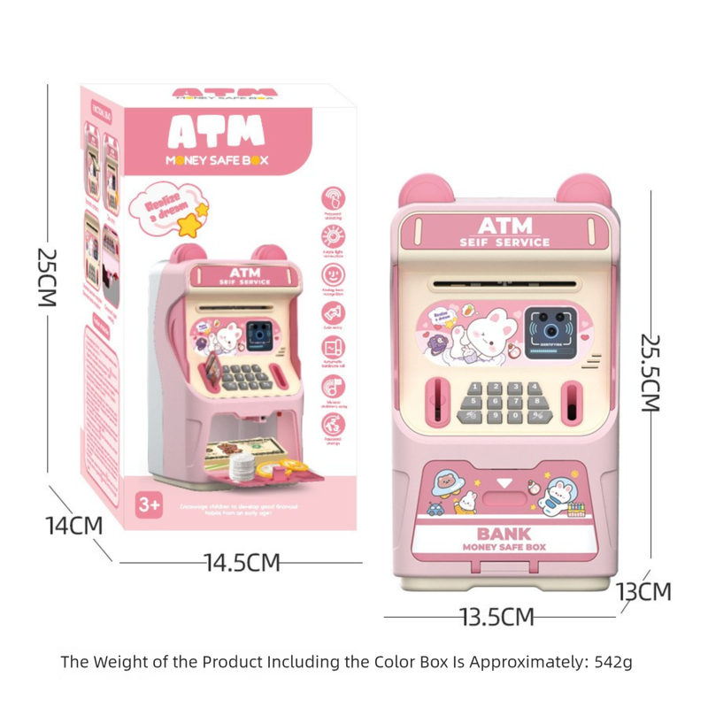 Blue Kids Electronic ATM Piggy Bank - Password Safe Box with Auto Scroll & Music - Educational Saving Toy