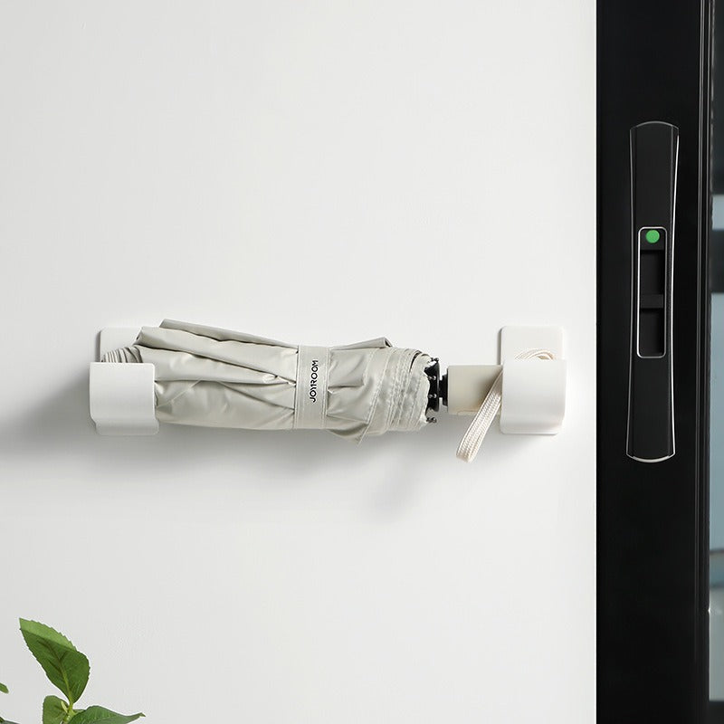 Grey 10 Pairs Self-Adhesive Wall Mount Storage Holders - Drill-Free Plastic Organiser Racks for Garbage Bags Cling Wrap & Umbrellas - Rental Friendly Kitchen Accessories