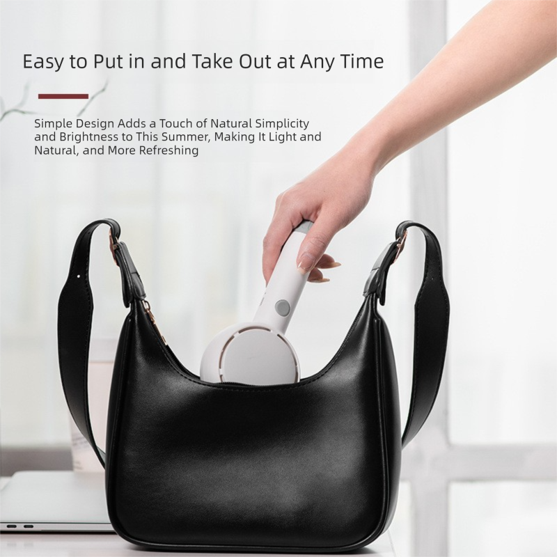 Black 2-in-1 Handheld Fan with LED Makeup Mirror - Portable USB Rechargeable Beauty Light Fan with Desktop Base - 3 Speed Quiet Airflow for Travel & Summer