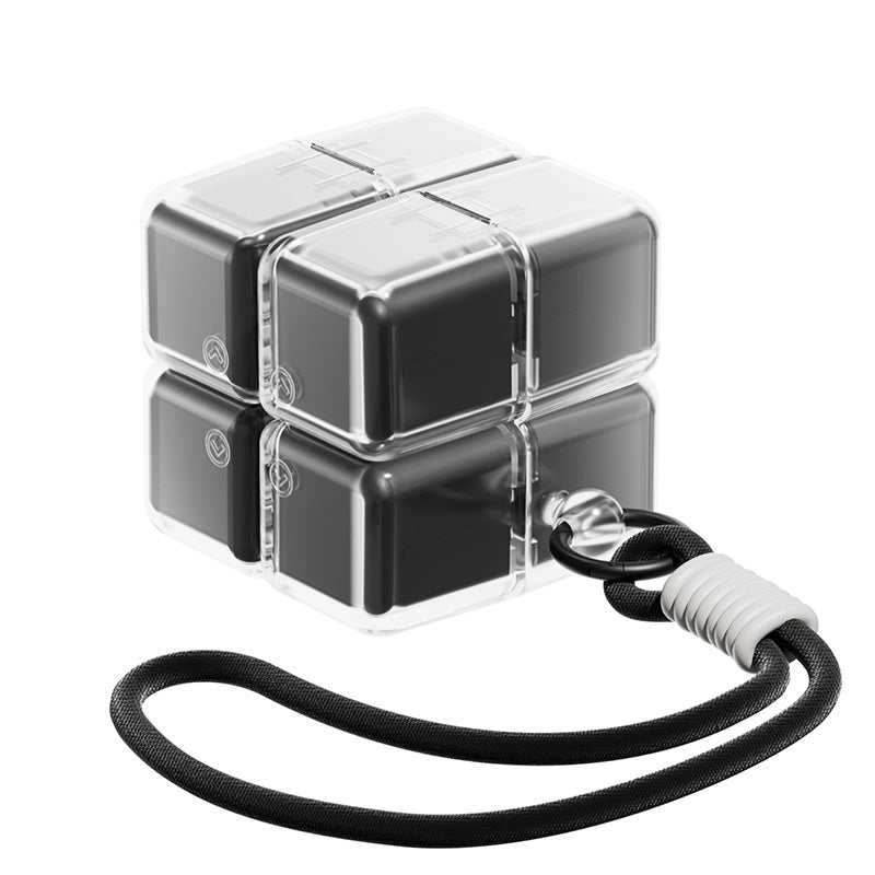 Black Portable Magnetic Cube Pill Organiser - 8 Compartment Weekly Medicine Travel Case with Lanyard - Detachable Washable PP+PC Storage