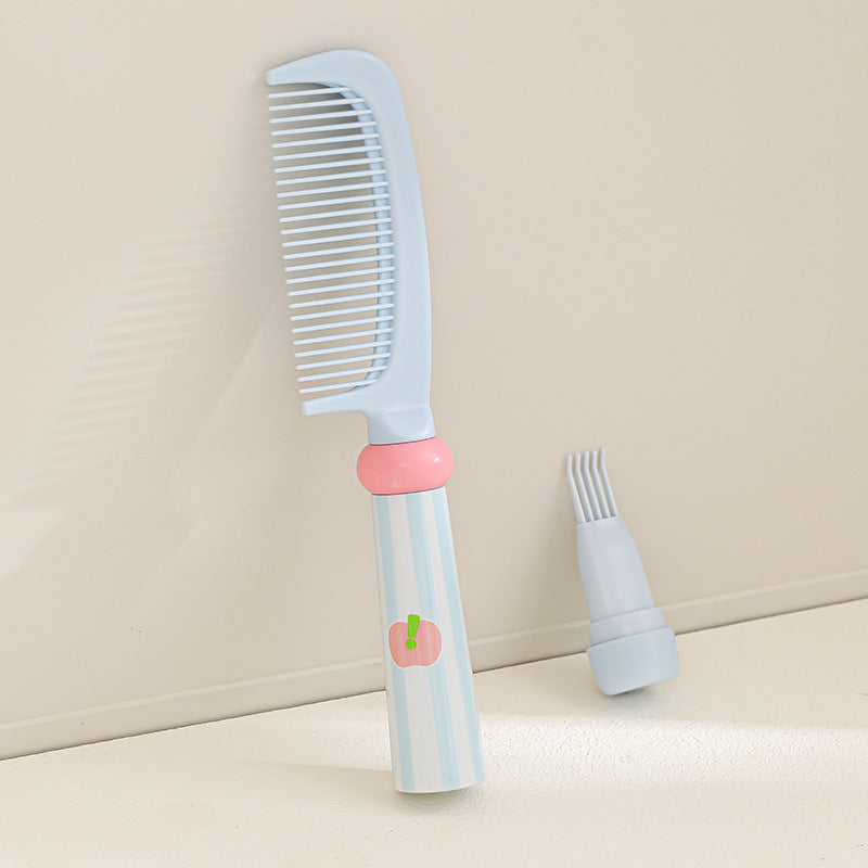 Blue 3-Piece Aesthetic Hair Brush Set - Detangling Air Cushion & Volumising Roller Comb with Hidden Cleaning Claw - Scalp Massage Styling Kit