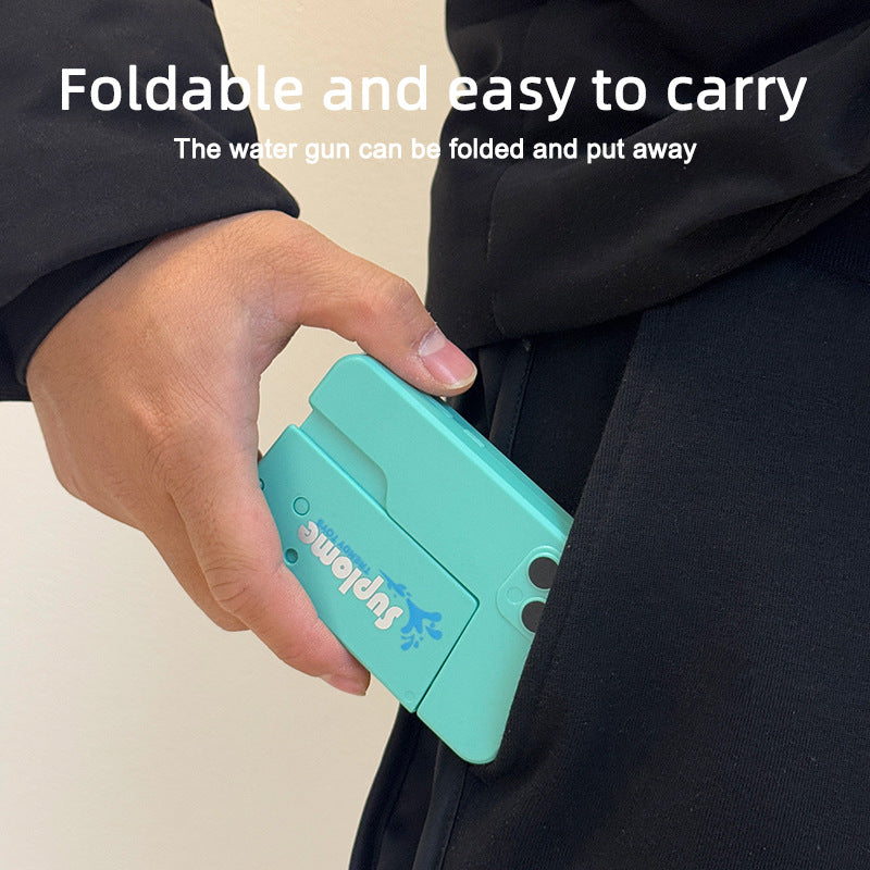 2 Pcs Green Mini Foldable Phone Water Gun - Portable Dual-Nozzle Spray Toy for Summer Fun and Stress Relief